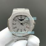 E7 Factory Luxury Clone Iced Out Patek Philippe Nautilus Swiss 324 Pave Diamond Dial Watch 